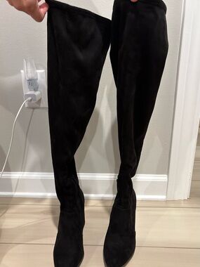 Jessica Simpson Black Over-the-Knee Suede-Look Boots